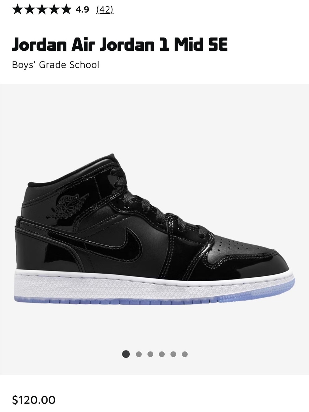 Jordan Air Jordan 1 Mid SE Black Patent with White Midsole